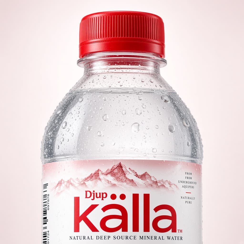 Close-up of the red Djup Källa bottle cap